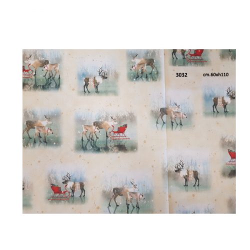 Tessuto americano Pannello 60x110cm Renne sfondo crema 27080E
