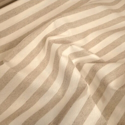 Tessuto cotone italiano grezzo a righe tortora /neutro da ambo i lati 50xh.280cm.