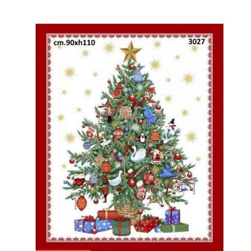 Tessuto Americano Pannello Albero 90x110cm O Christmas Tree