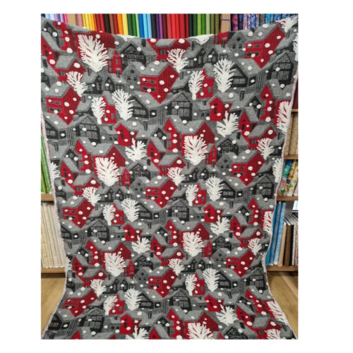 Lana cotta Jacquard Casette sfondo grigio 50x150cm.