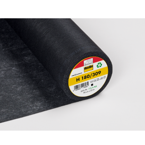Interfodera Termoadesiva H 180/309 nera H.90cm Freudenberg  Fliselina Stabilizzatore