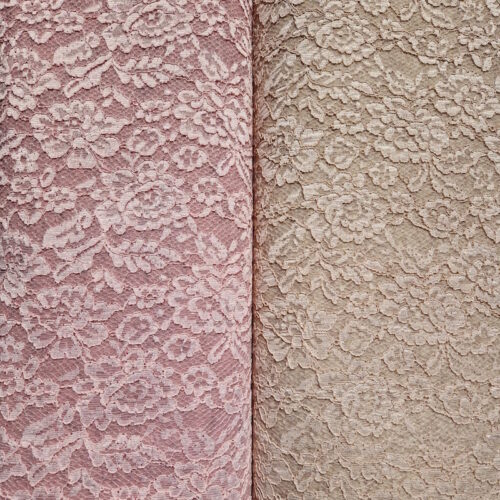 Feltro accoppiato pizzo neutro 952 + pizzo ecru glitterato puntini dorati 20cm x h.150cm.