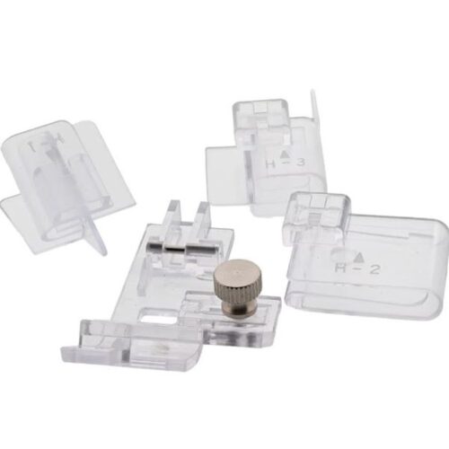 Janome Piedino per punto copertura, dispositivo per pizzo e guide per orlo arrotolato