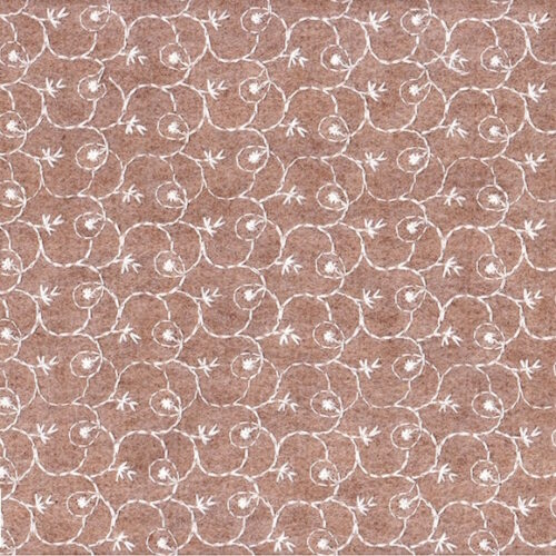 Tessuto feltro lana 2 mm col. cammello 332 ricamato con filato 20x150cm.