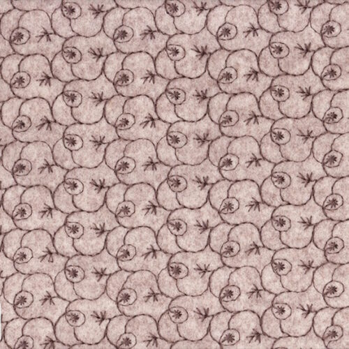 Tessuto feltro lana 2 mm col. lana 952 ricamato con filato 20x150cm.