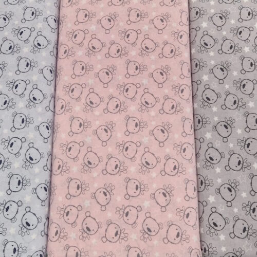 Tessuto stampa orsetto baby polvere 100%cotone 50x140cm.