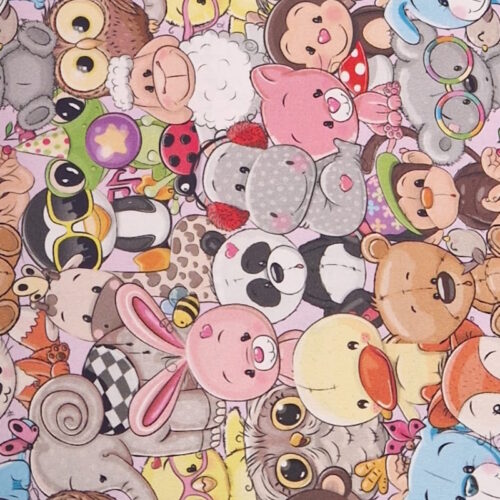 Tessuto stampa Animali Peluche C101 100%cotone 50x150cm.