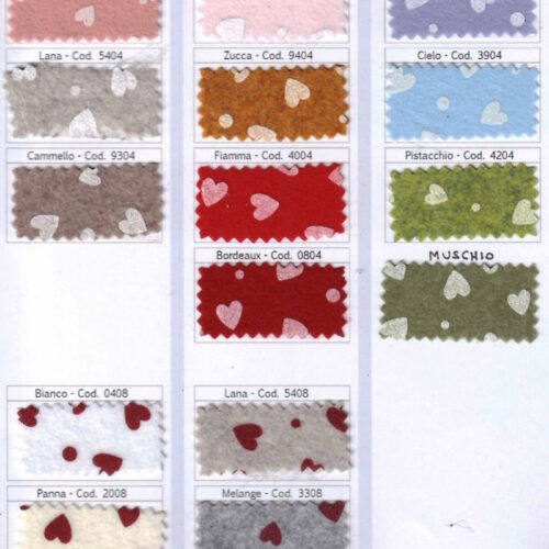 Tessuto panno lenci cipria 7104 stampato Little Love 20x180cm.