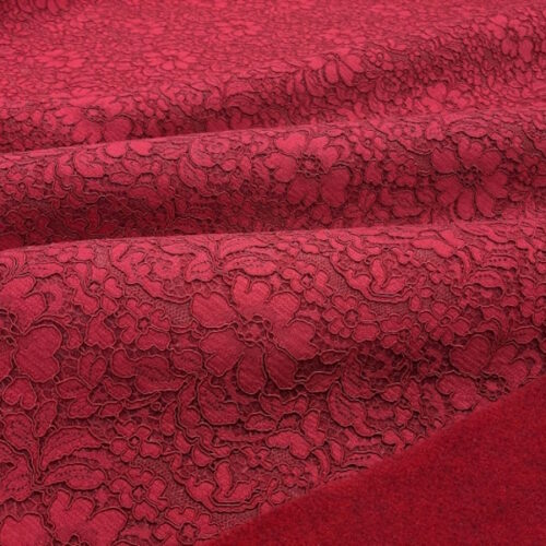 Feltro accoppiato pizzo rosso scuro 192 + pizzo rosso 20cm x h.150cm.
