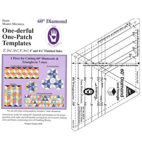 One-derful one patch templates: 60° diamond e triangles, marti michell ultimo pezzo