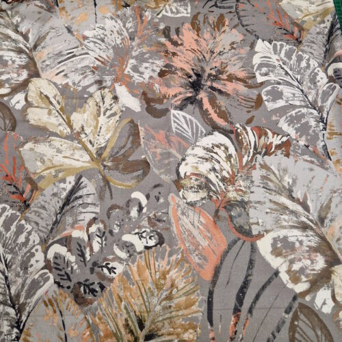 Tessuto in cotone organico 100% foglie giganti 50xh280cm.