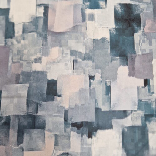 Tessuto cotone grezzo stampa digitale spatolato quadri moderno avio 50xh.280cm.