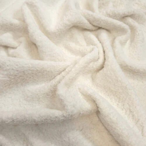 Tessuto pelliccetta Peluche tipo Bouclette art. 3013  bianco latte 30xh.150cm.