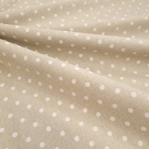 Tessuto cotone fondo grezzo pois grandi bianchi 50xh.280cm.