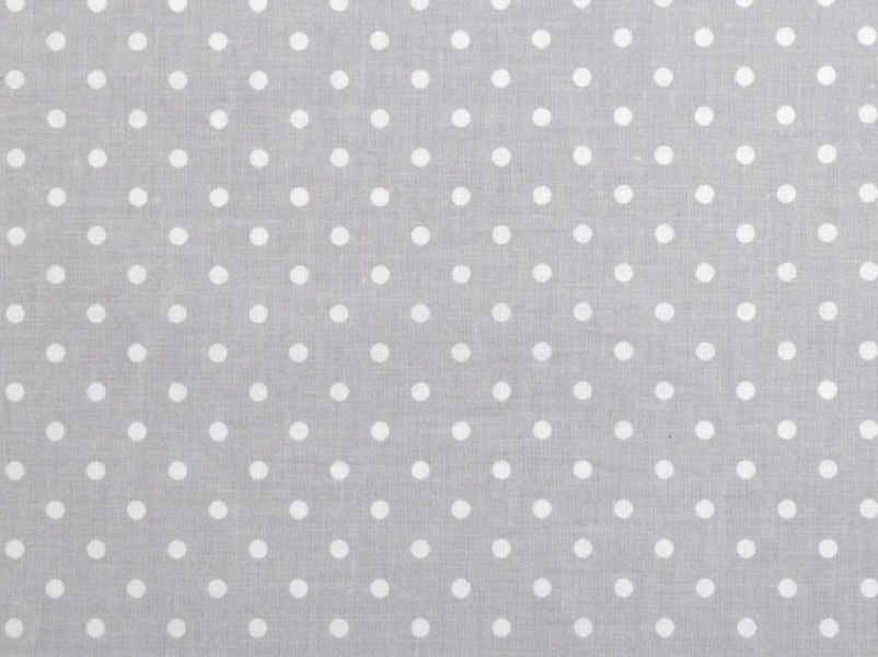 Tessuto italiano pois bianco sfondo grigio chiaro 50cm. x h. 145 cm. circa