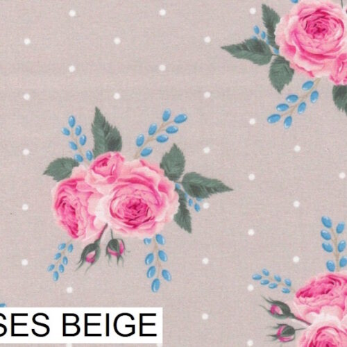 Tessuto Stof France Collection Campagne Chic 25x116cm. Beige rosato 32 Roses