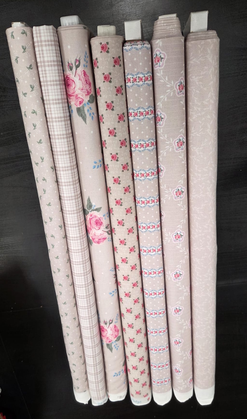 Tessuto Stof France Collection Campagne Chic 25x116cm. Beige rosato 35 Victorien