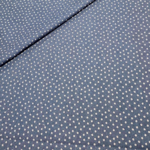 Tessuto leggero jeans blu con piccola spirale bianca art.6026  50x150cm.